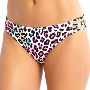 California Waves Animal-Print Strappy Hipster Bikini Bottoms